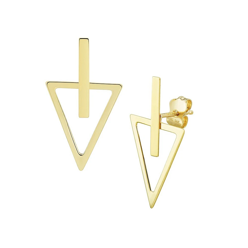 14k Yellow Gold Open Triangle Earrings