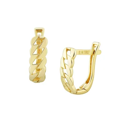 14K Yellow Gold Curb-Link Hoop Earrings