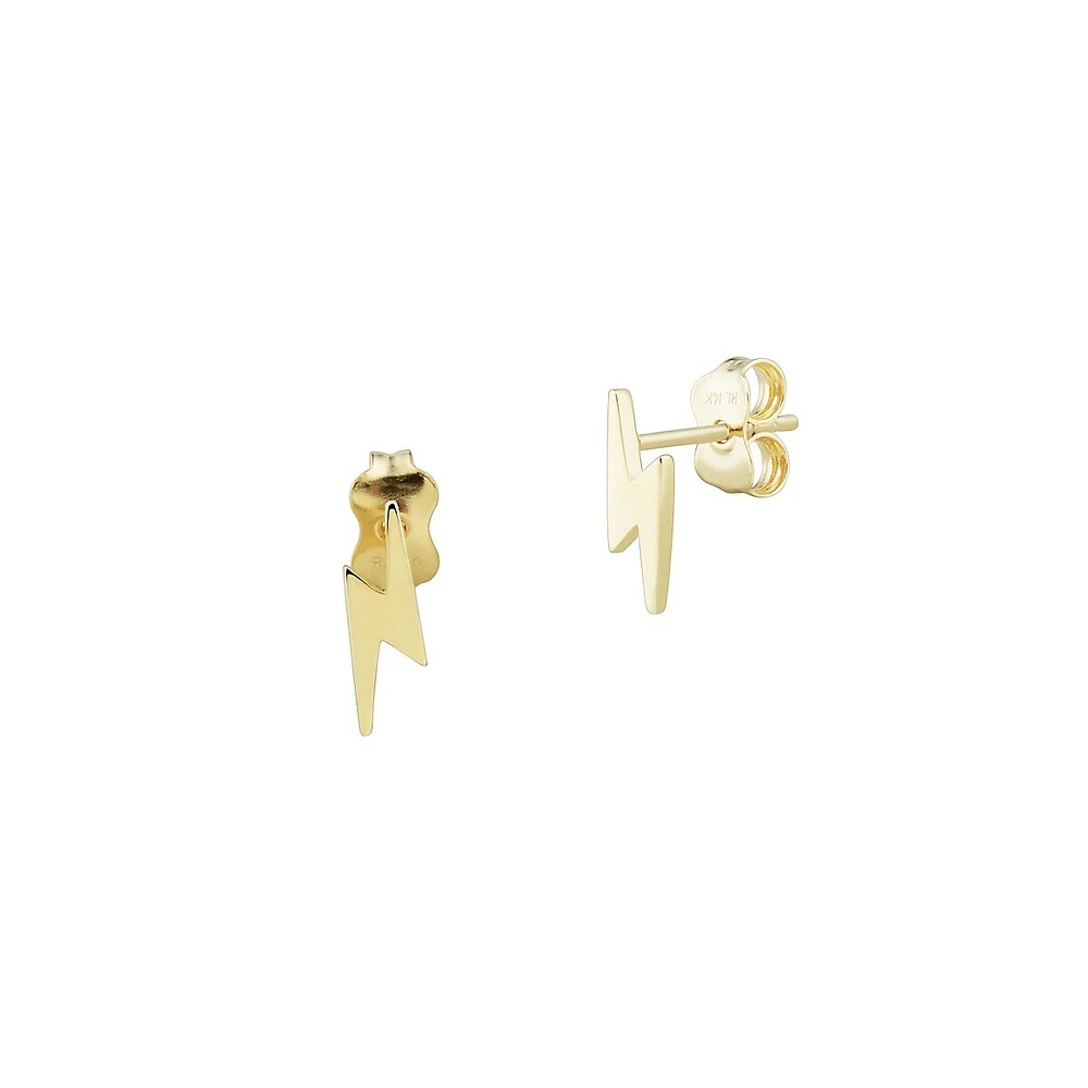 Boutons d'oreilles en or 14 ct en forme d'éclair