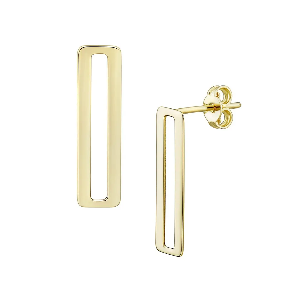 14K Yellow Gold Paperclip Stud Earrings