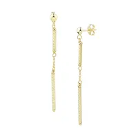 Boucles d'oreilles linéaires à chaîne et barre en or jaune 14 ct