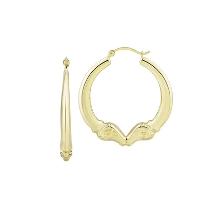 10K Yellow Gold Ram Hoop Earrings