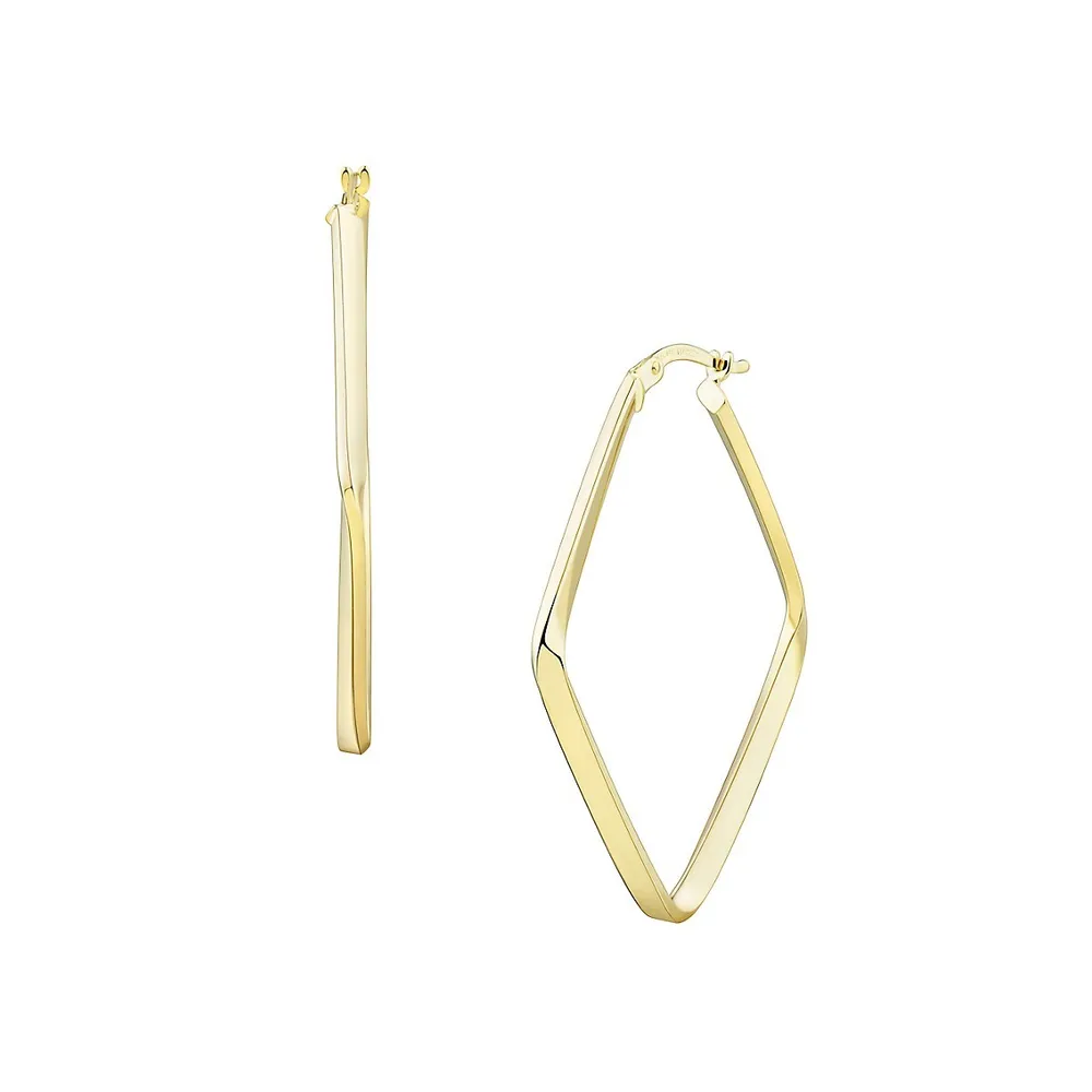 14K Yellow Gold Diamond-Shape Hoop Earrings