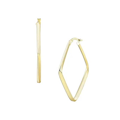 14K Yellow Gold Diamond-Shape Hoop Earrings