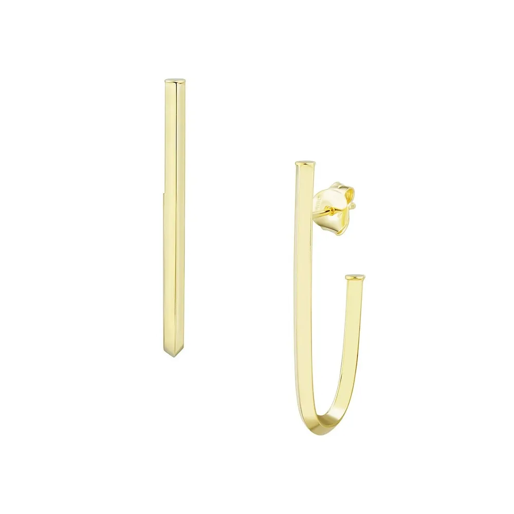 14K Yellow Gold J-Hoop Earrings