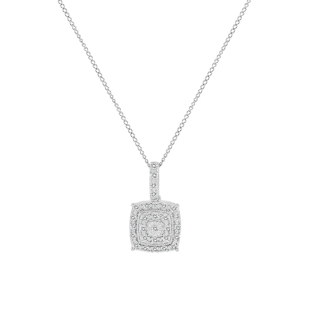 Sterling Silver and 0.5 CT. T.W. Diamond Square Pendant Necklace