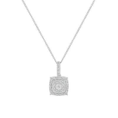 Sterling Silver and 0.5 CT. T.W. Diamond Square Pendant Necklace