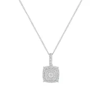 Sterling Silver and 0.5 CT. T.W. Diamond Square Pendant Necklace