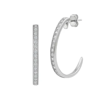 Sterling Silver and0.5 CT. T.W. Diamond Hoop Earrings