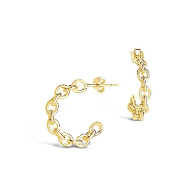 Sterling Silver Delicate Chain Hoop Earrings-gold