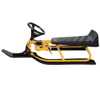 Snow Sled, Durable Metal Snow Toboggans Snow Racer Scooter For Kids Snow Slider, Yellow