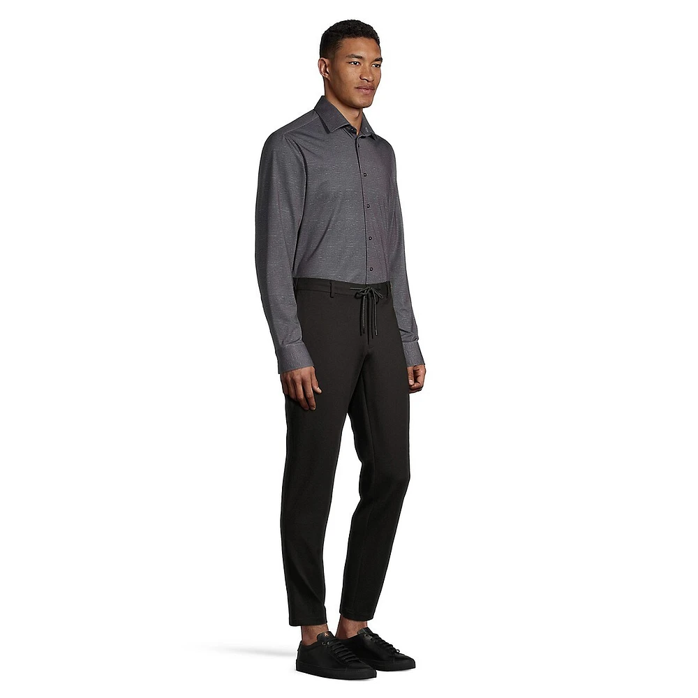 Drawstring Flat-Front Trousers