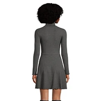 Turtleneck Lettuce-Edge Knit Dress