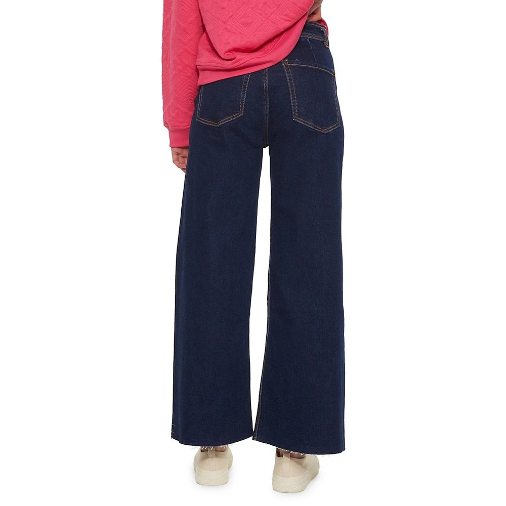 High-Rise Wide-Leg Culotte Jeans