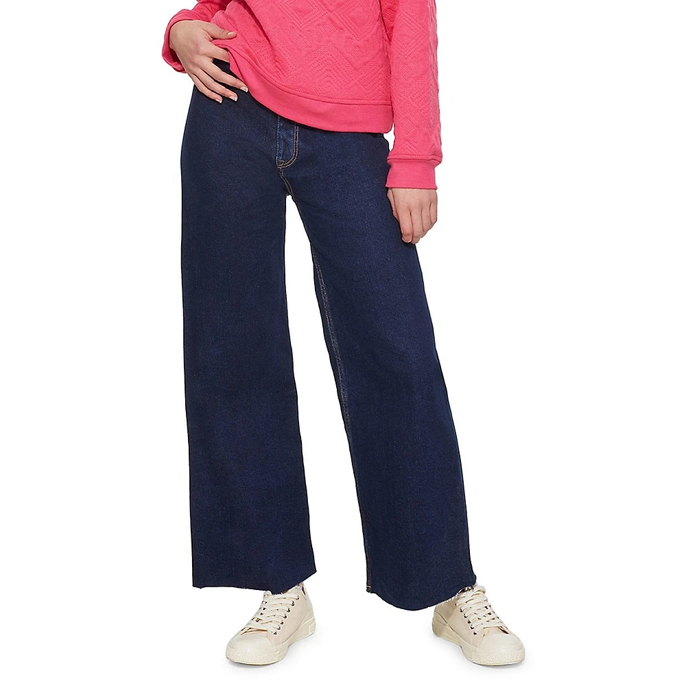 High-Rise Wide-Leg Culotte Jeans