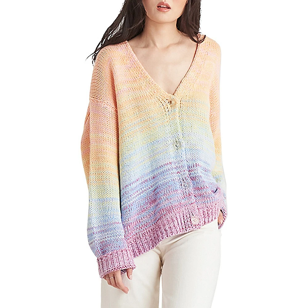 Ombré Drop-Shoulder Cardigan