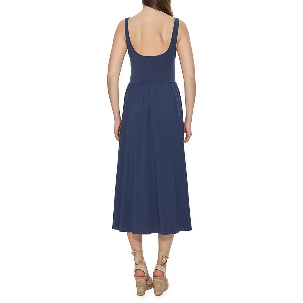 Banded Waist Knit Midi Dress