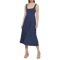 Banded Waist Knit Midi Dress