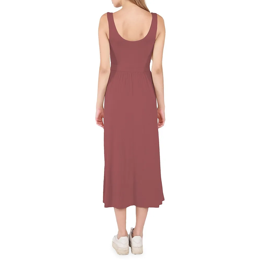 Banded Waist Knit Midi Dress