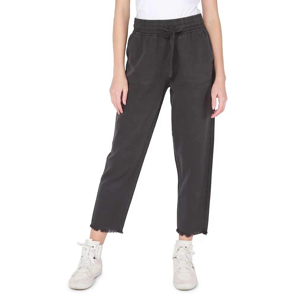 Frayed-Hem Cropped Joggers