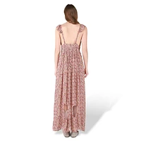 Pleated Floral Maxi Slip Dress