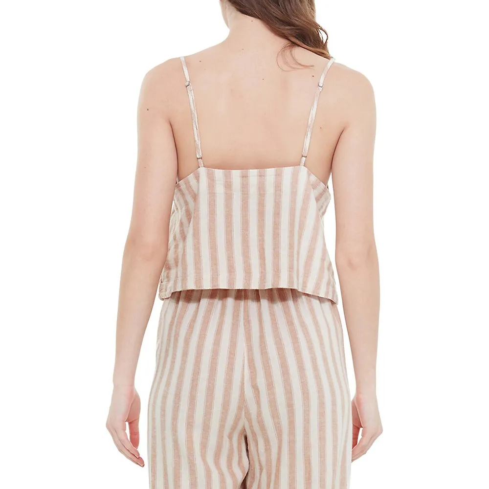 Striped Button-Front Cami