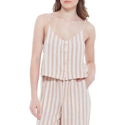 Striped Button-Front Cami