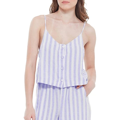 Striped Button-Front Cami