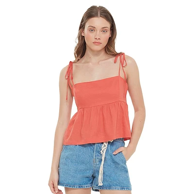 Plus Tie-Strap Flared-Hem Cami Top