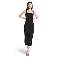 Strappy Smocked Cropped Wide-Leg Jumpsuit