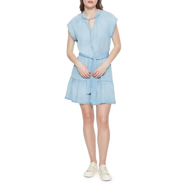 Ba&sh Wacla Printed Shirred-Waist Mini Dress