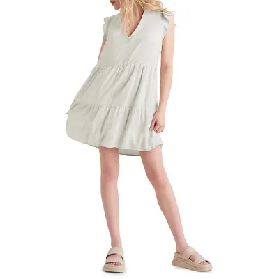 Flutter-Sleeve Tiered Mini Dress