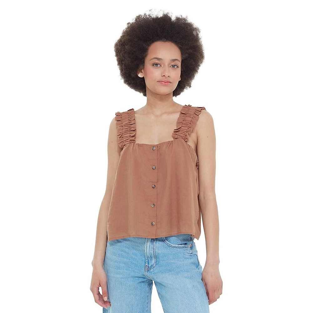 Plus Ruffle-Strap Camisole Top