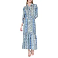 Smocked Waist Maxi Shirt Dress