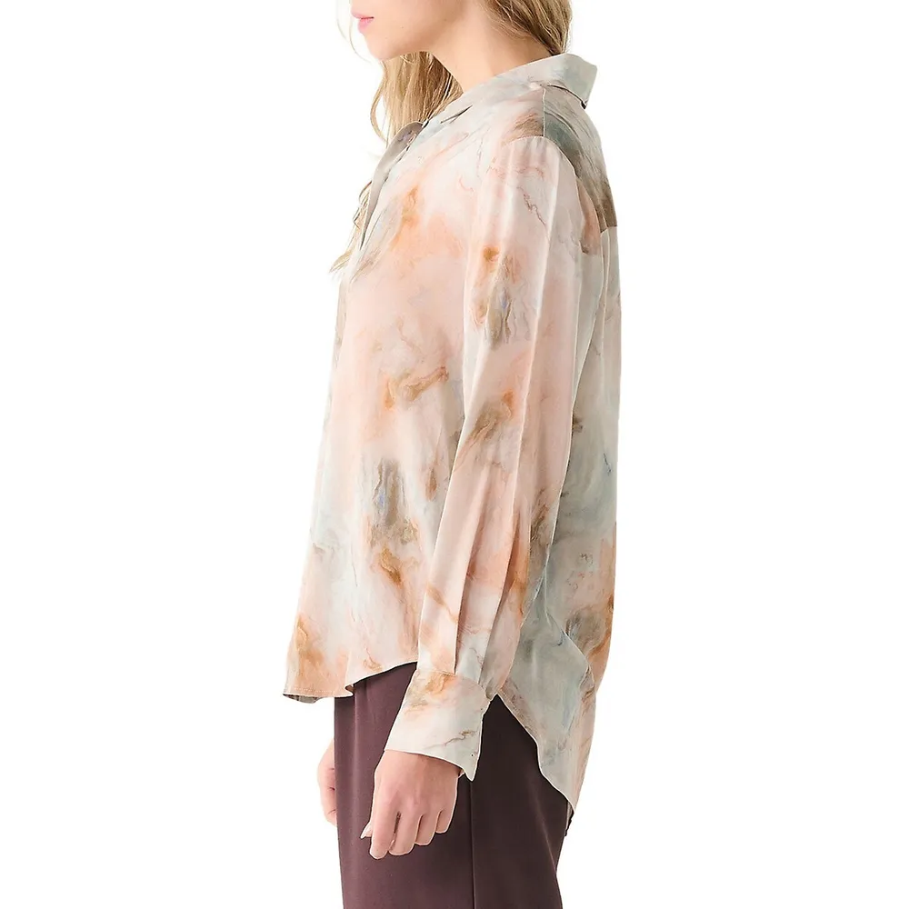 Textured Marble-Print Shirt