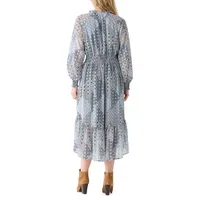 Smocked-Waist Print Prairie Dress