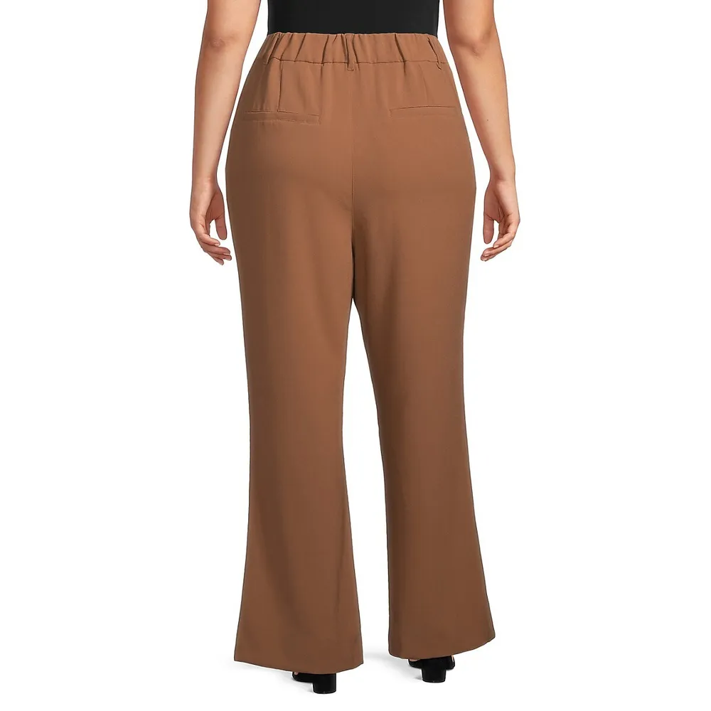 Plus Elastic-Waist Wide-Leg Trousers