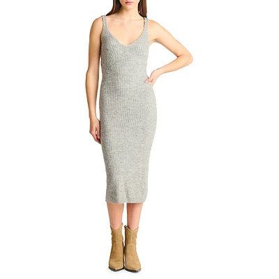 Robe à bretelles en tricot de coton ouaté