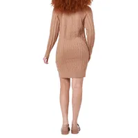 V-Neck Cable-Knit Sweater Dress