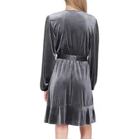 Wrap-Style Velvet Dress