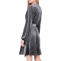 Wrap-Style Velvet Dress