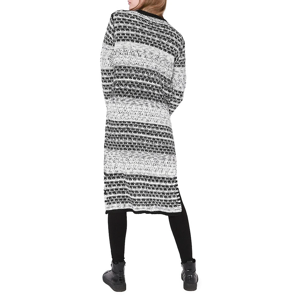 Cardigan long ouvert à bande texturée