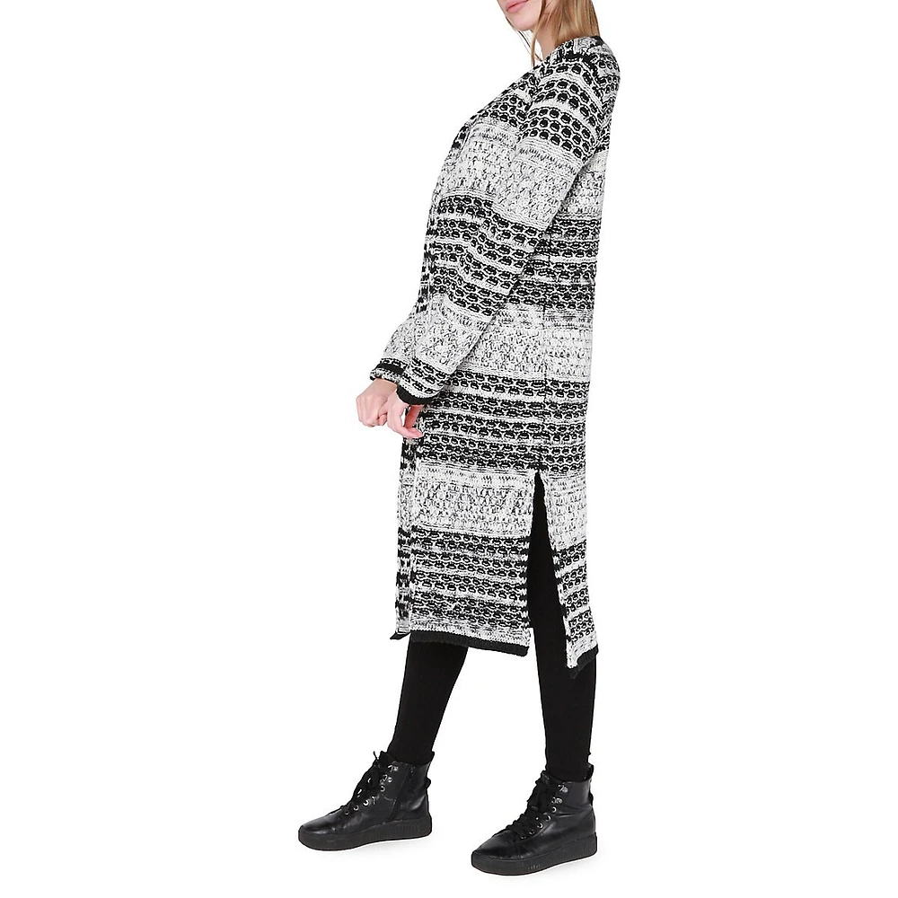 Cardigan long ouvert à bande texturée