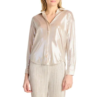 Glossy Fly-Front Shirt