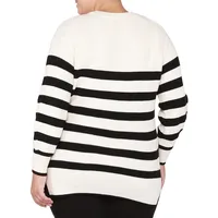 Plus Striped Knit Sweater
