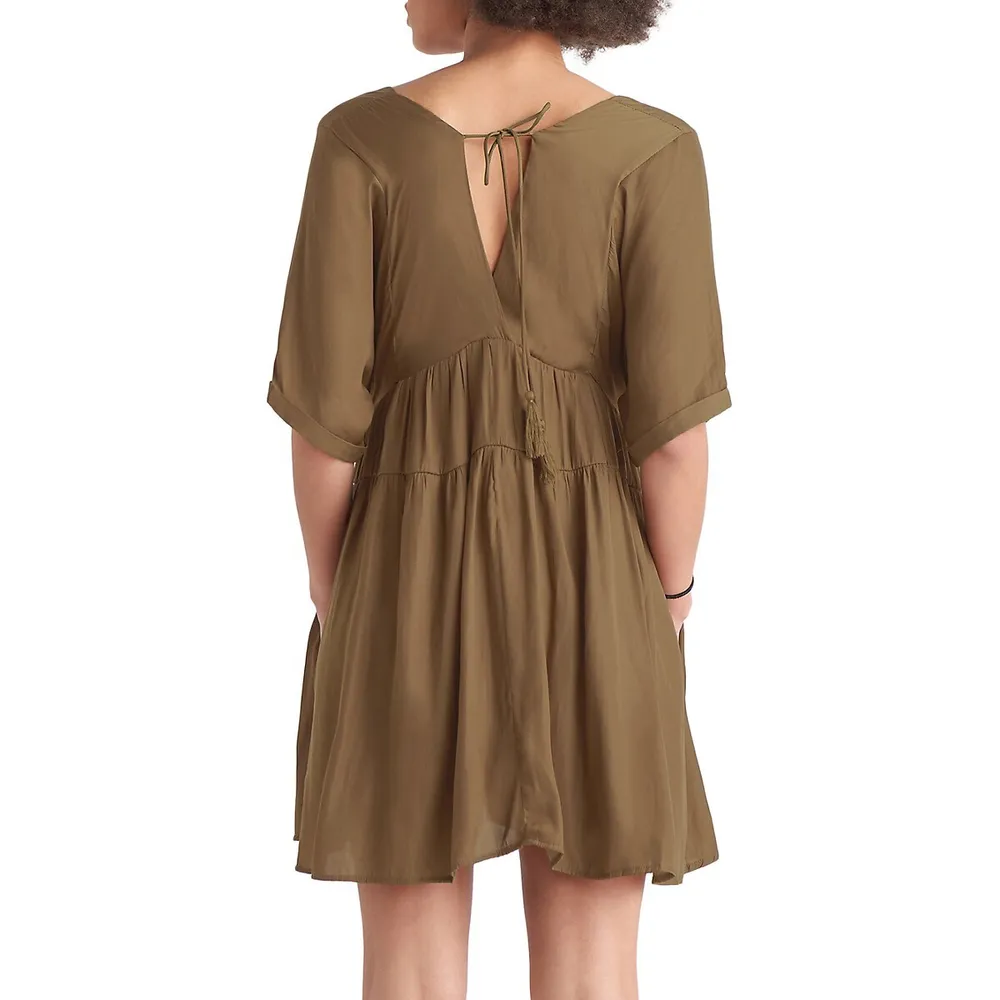 Dolman-Sleeve Babydoll Mini Dress