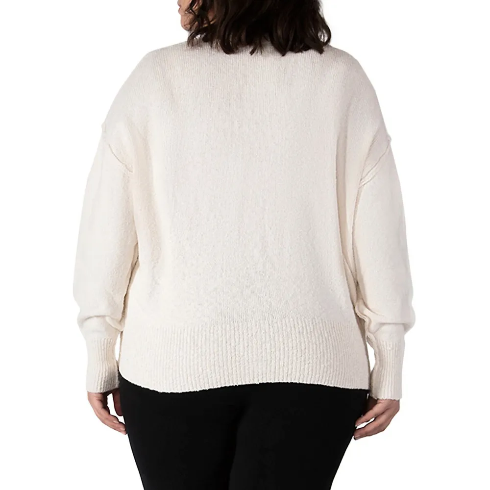 Plus Boucle Exposed Seam Cardigan