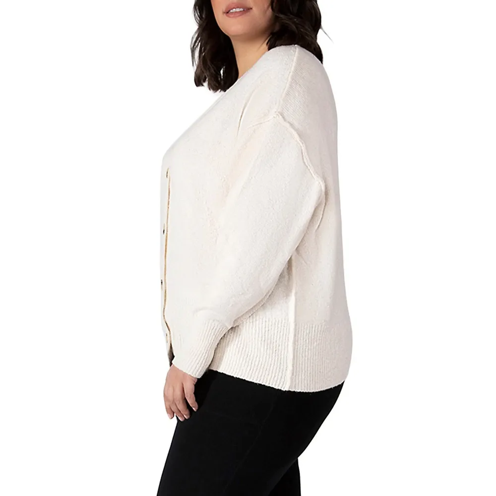 Plus Boucle Exposed Seam Cardigan