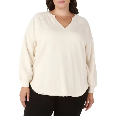 Plus Raw Edge Rounded Hem Knit Top