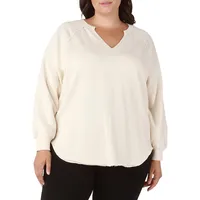 Plus Raw Edge Rounded Hem Knit Top
